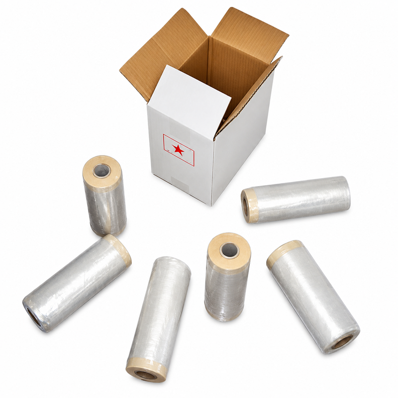 1700MM OR 2700MM - PLASTIC PAINTING DROP FILM, PRE-TAPED