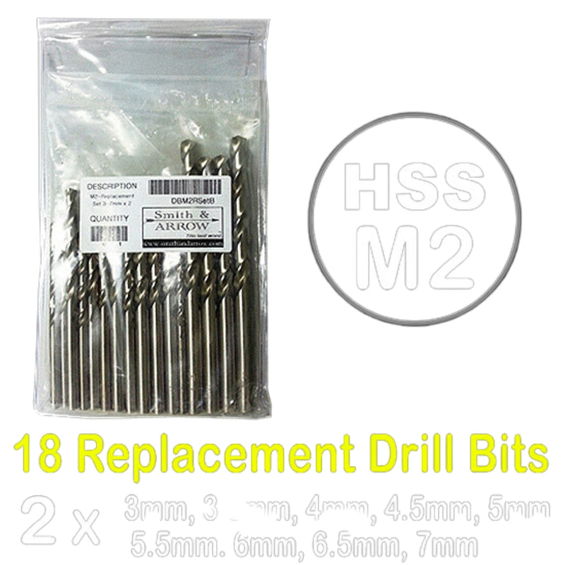 HSS Drill Bit Set M2 METRIC 18 Pieces: 3.0mm - 7.0mm