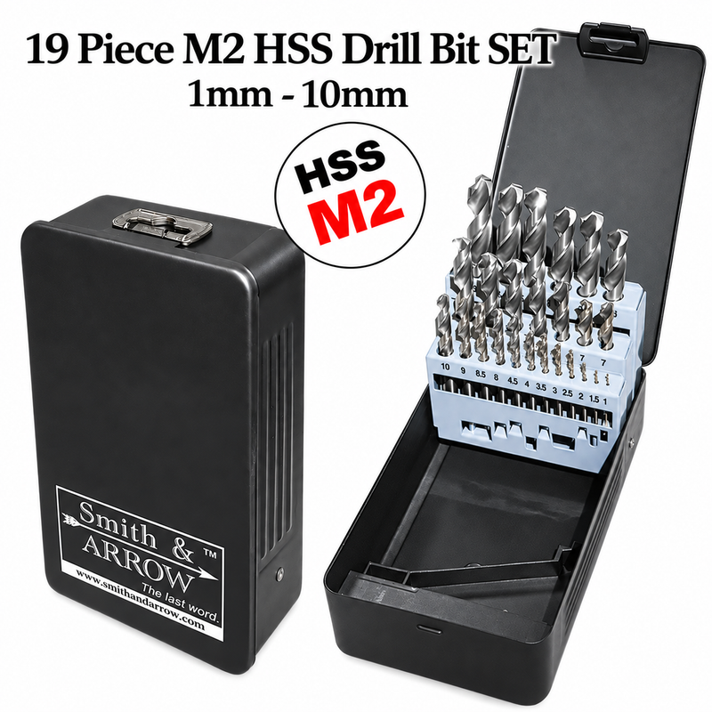 19 Piece Metric M2 HSS Drill Bit Set - 1.0mm to 10mm