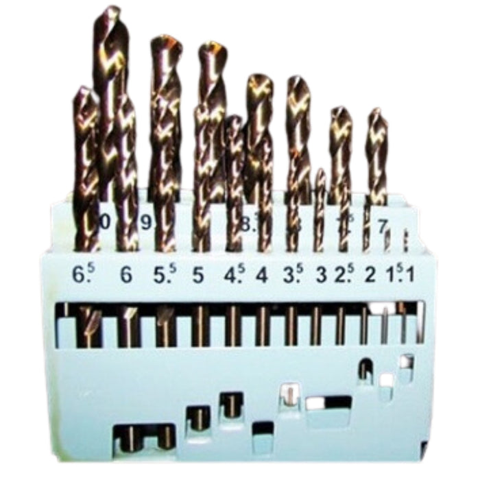 19 Piece Metric M2 HSS Drill Bit Set - 1.0mm to 10mm