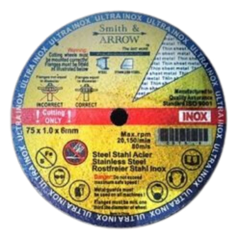 3", 75mm X 0.8mm X 6mm - METAL CUTTING DISCS
