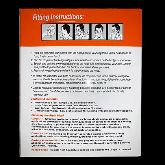 DISPOSABLE P2 FACE MASKS, UNVALVED, CUPPED