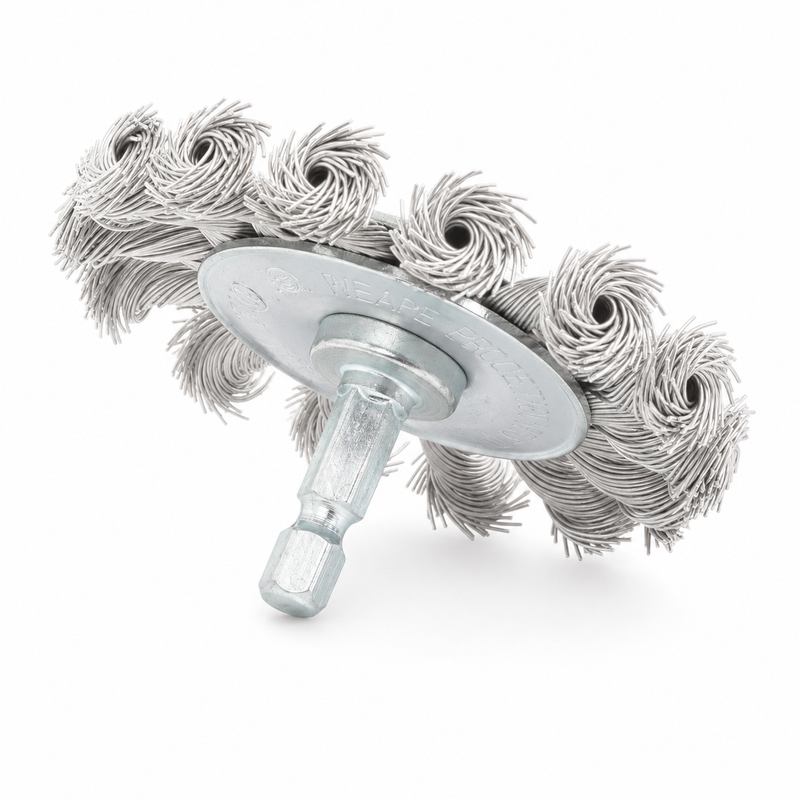 3", 75mm Flat Twist Wire Knot Wheel, Carbon Steel - Angle or Bench Grinder
