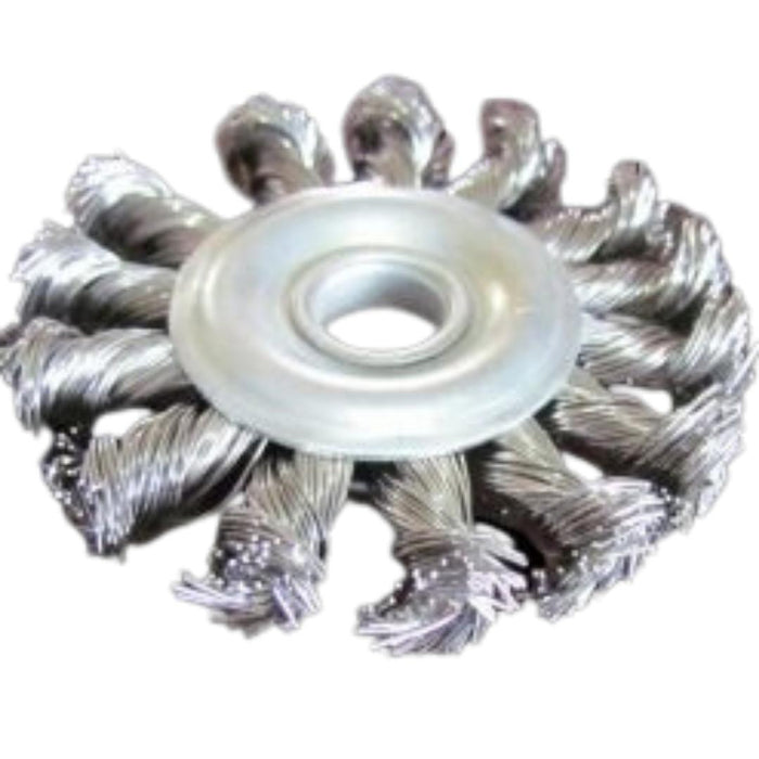 3", 75mm Flat Twist Wire Knot Wheel, Carbon Steel - Angle or Bench Grinder