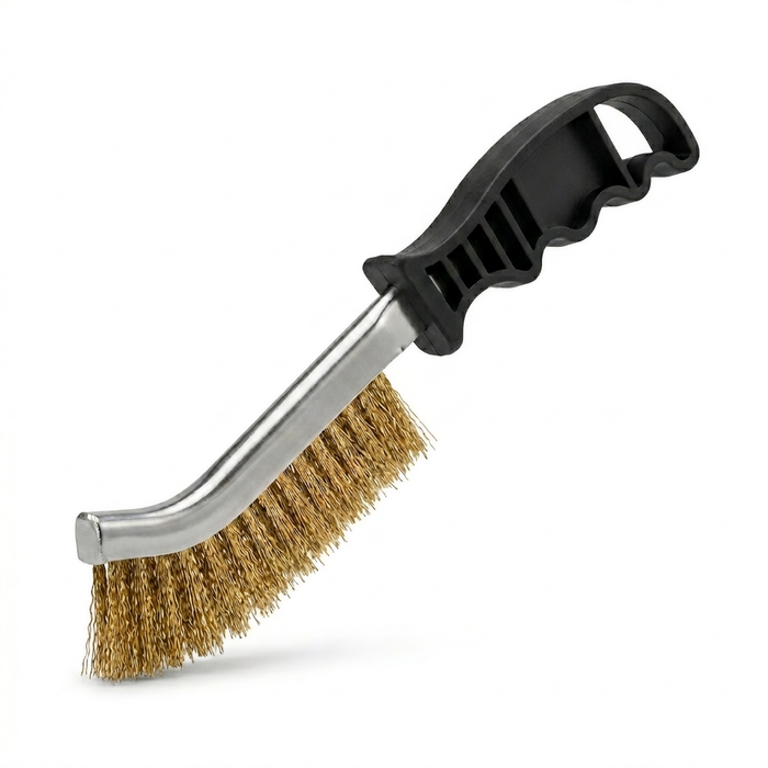 Brass Coat Steel Crimped Wire Brush Plastic Handle Box 10