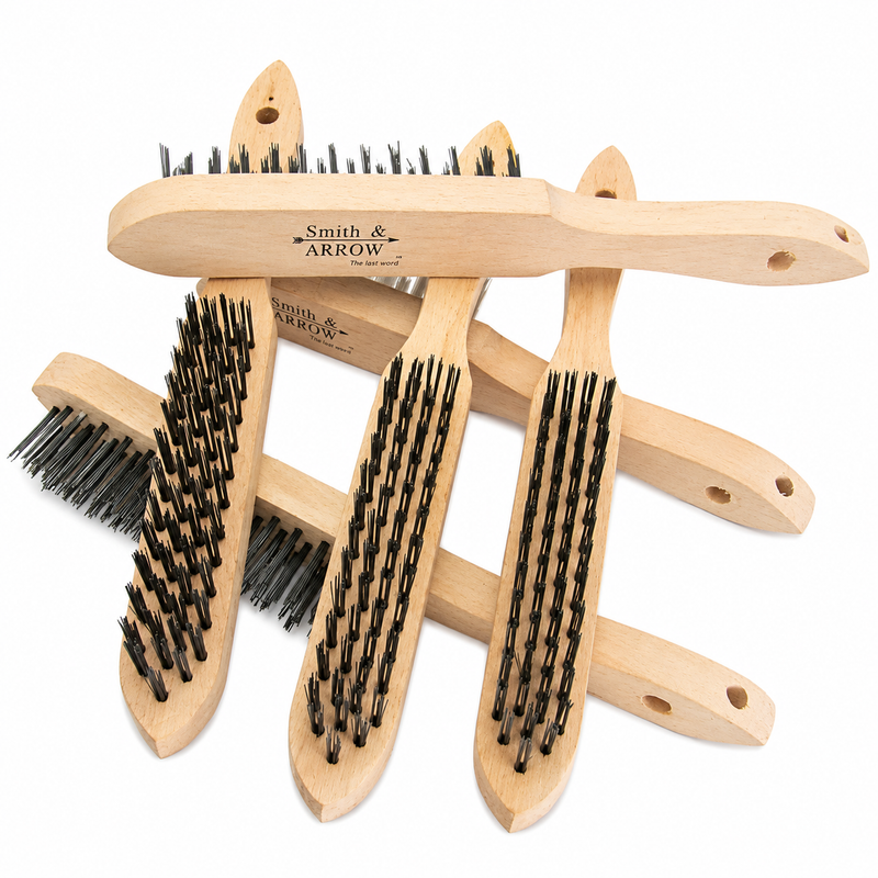 CARBON STEEL WIRE, 4 ROW WOODEN HANDLE BRUSH