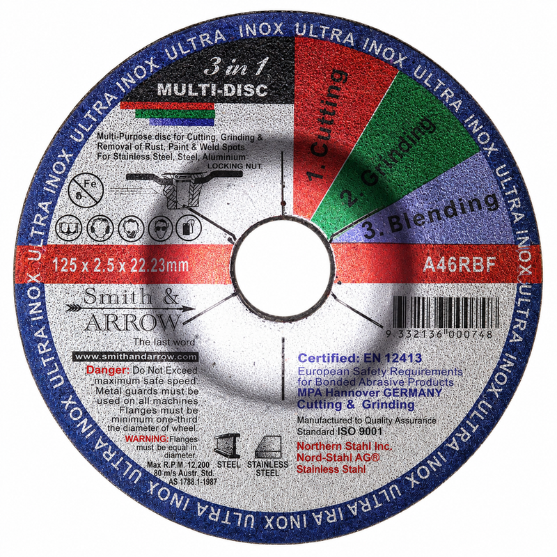 5", 125mm x 2.5mm (3 in 1 Multi Disc)- Cutting Grinding Blending Discs