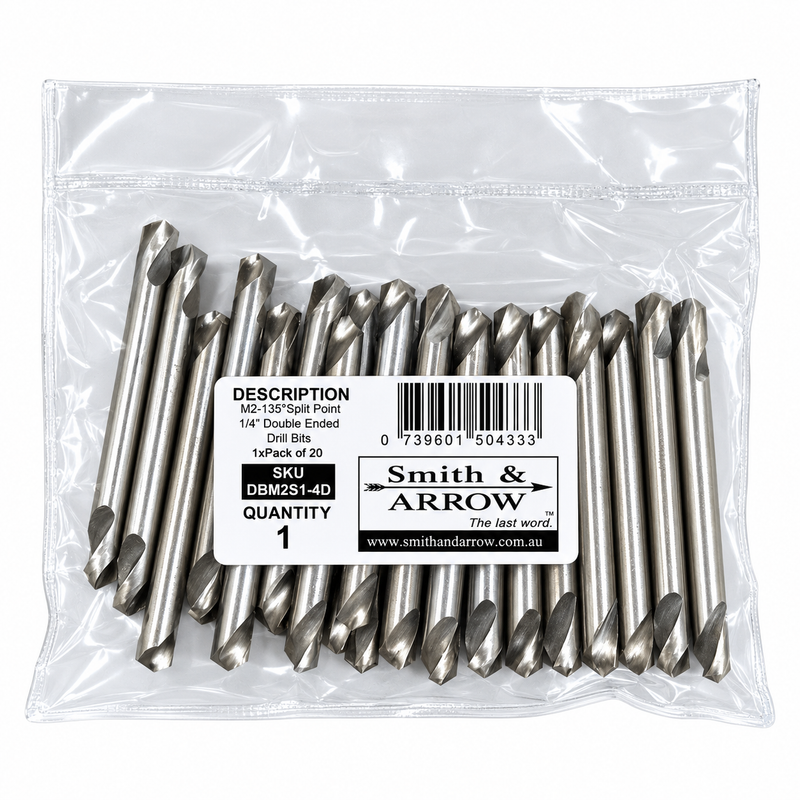 Rivet Double Ended Drill Bits M2 20 pcs- 6.4mm 1/4"