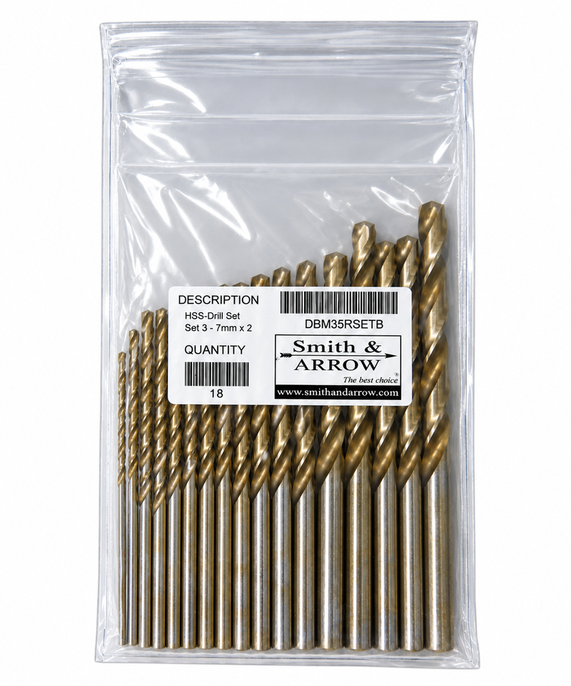 18 Piece Metric M35 Drill Bit Set - 3mm to 7mm
