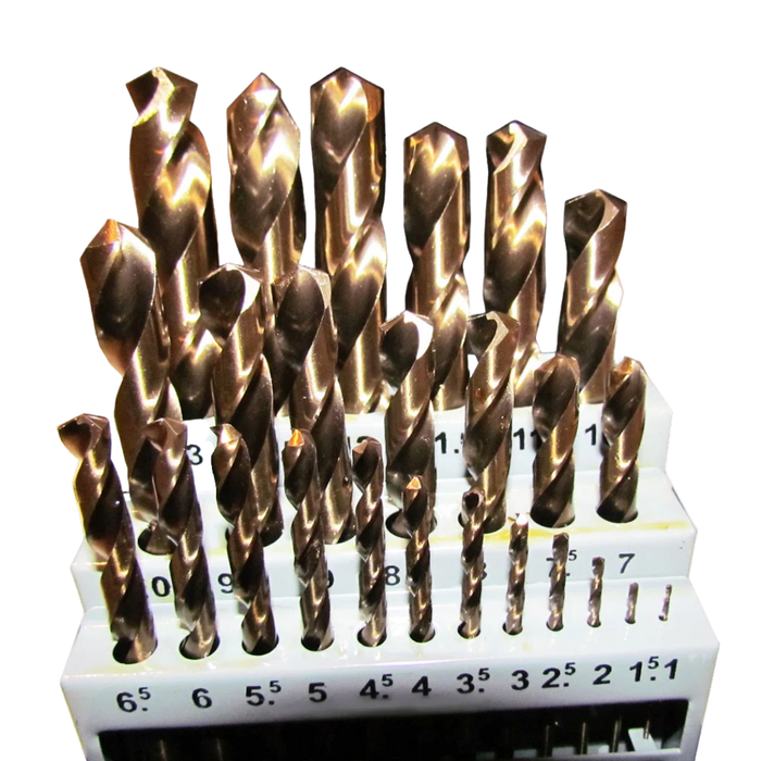 25 Piece Metric M35 Cobalt HSS Drill Bit Set - 1.0mm to 13.0mm