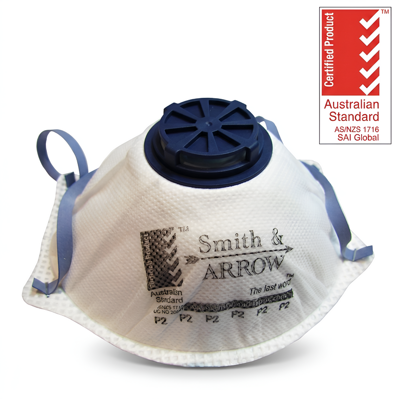 DISPOSABLE P2 FACE MASKS, VALVED CUPPED - WHITE OR BLACK