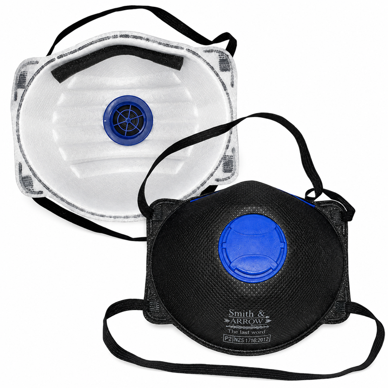 DISPOSABLE P2 FACE MASKS, VALVED CUPPED - WHITE OR BLACK