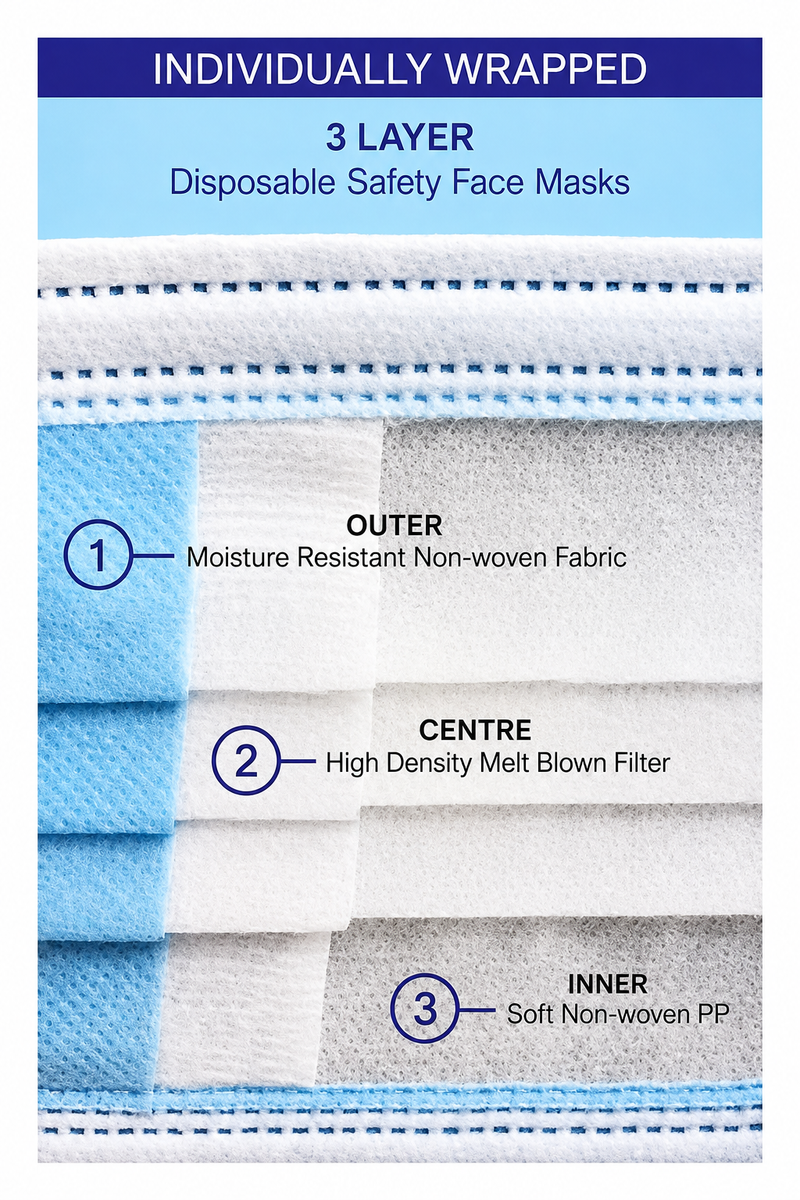 Disposable Sterile Surgical Medical Dust Mask - Box 60