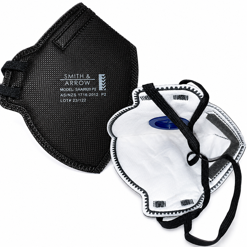 P2 Folding Face Masks, Valved - White or Black