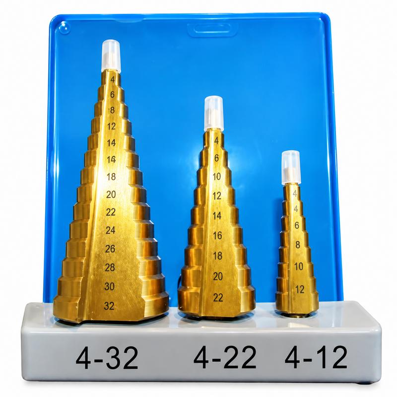 3 Piece Step Drill Bit Set M2 Metric, 4mm-32mm