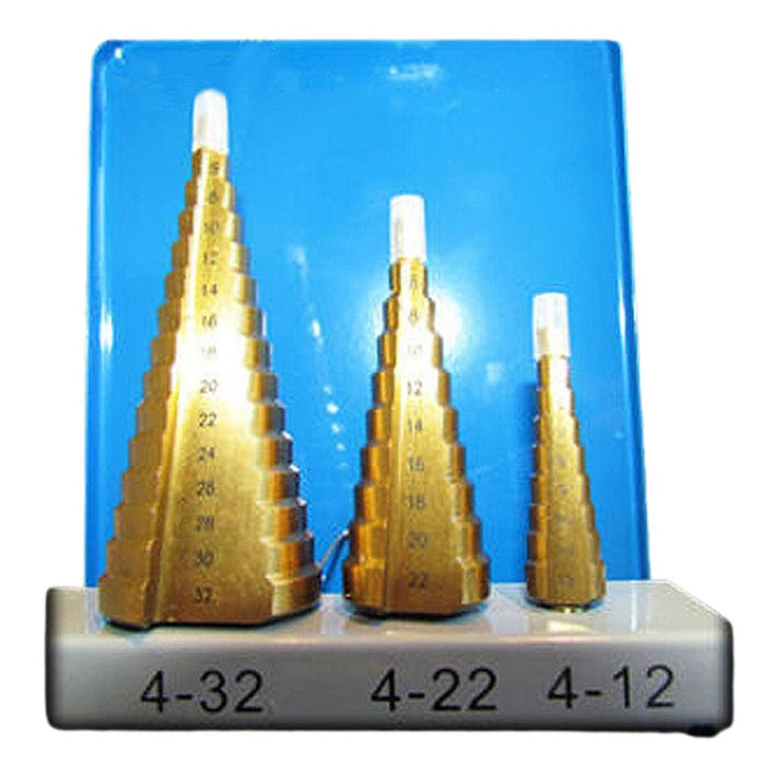 3 Piece Step Drill Bit Set M2 Metric, 4mm-32mm