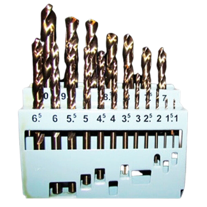 19 Piece Metric M35 Cobalt HSS Drill Bit Set - 1.0mm to 10mm
