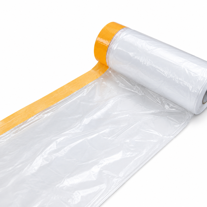1700MM OR 2700MM - PLASTIC PAINTING DROP FILM, PRE-TAPED