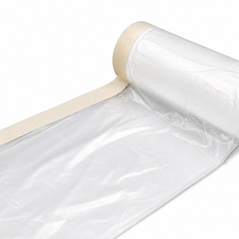 1700MM OR 2700MM - PLASTIC PAINTING DROP FILM, PRE-TAPED